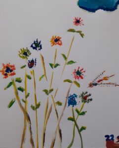 Painting of flowers done by one of our clients